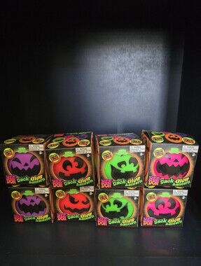Includes 4 Authentic Needoh Halloween Jack-Glow Pumpkin Pink Green Orange Purple
